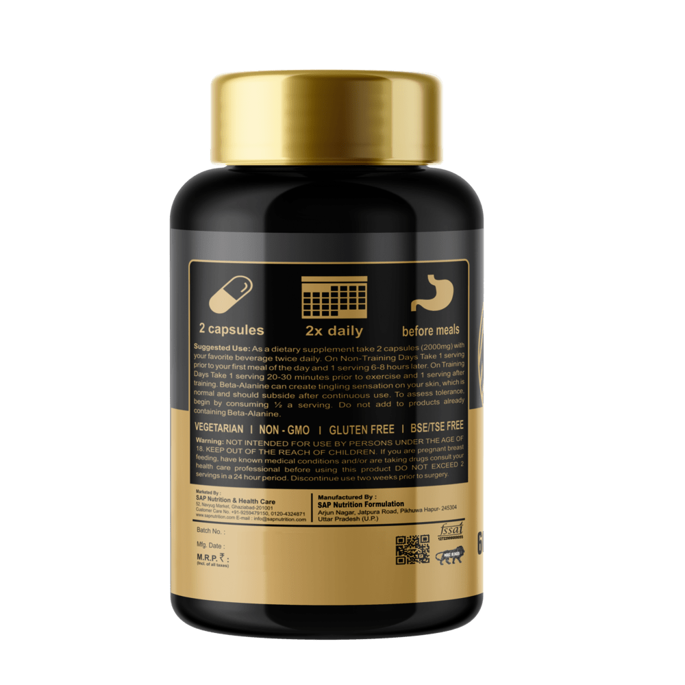 Sap Nutrition Beta Alanine Gold Series, 60 Capsule - Image 2