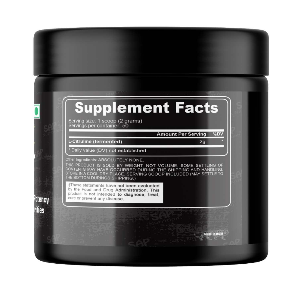SAP Nutrition Citrulline Powder | Pure-Grade Amino Acid | No Fillers or Excipients | HPLC Lab Tested | 100g - Image 3