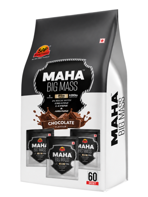 SAP Nutrition Maha Big Mass – 25g Protein with Creatine, L-Lysine & Arginine | 4.5kg Pouch