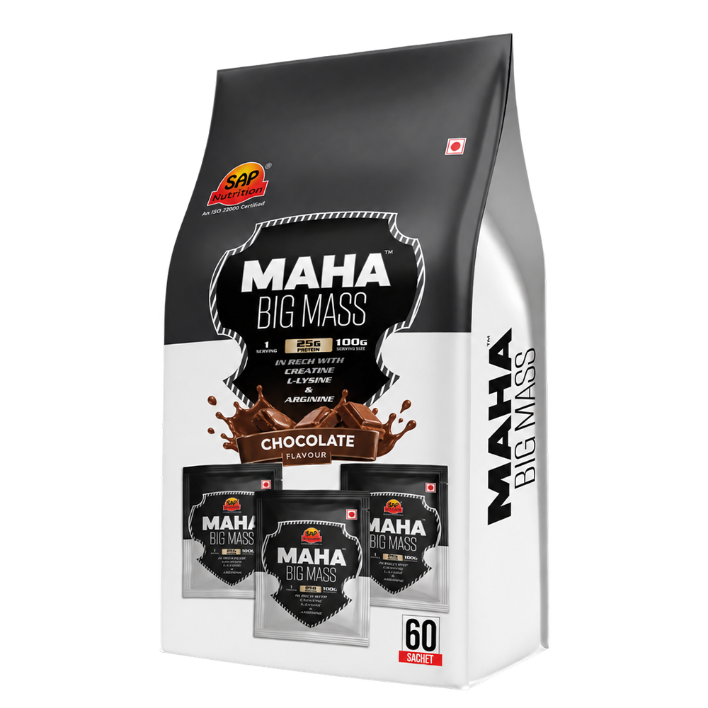SAP Nutrition Maha Big Mass – 25g Protein with Creatine, L-Lysine & Arginine | 4.5kg Pouch