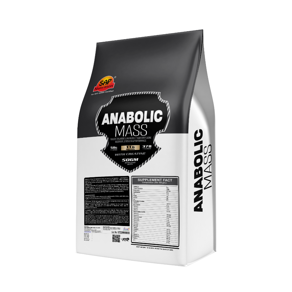 SAP Nutrition Anabolic Mass Gainer Pouch with Creatine – 11g Protein | 4500g - Image 2