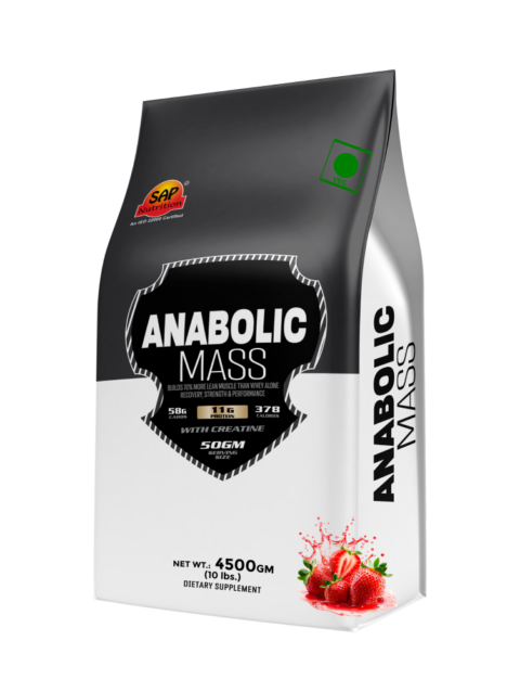SAP Nutrition Anabolic Mass Gainer Pouch with Creatine – 11g Protein | 4500g