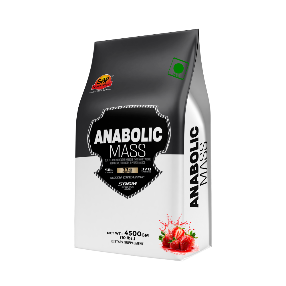 SAP Nutrition Anabolic Mass Gainer Pouch with Creatine – 11g Protein | 4500g