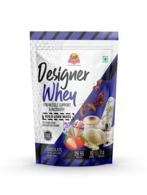 SAP Nutrition Designer Whey Protein – Chocolate Flavour | 26.5g Protein | Zero Added Sugar | 1kg