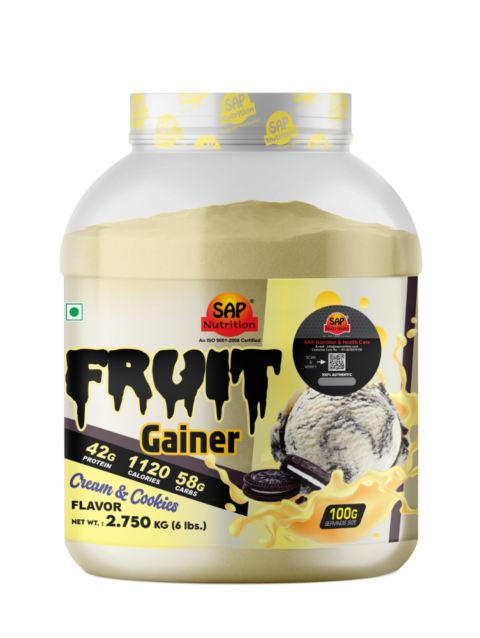 SAP Nutrition Fruit Gainer Cream & Cookies 2.750kg, with Creatine, L-Lysine & Arginine | 42g Protein