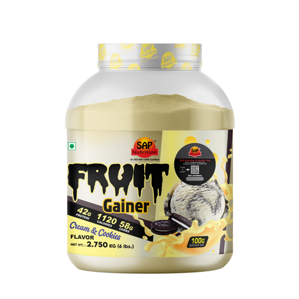 SAP Nutrition Fruit Gainer Cream & Cookies 2.750kg, with Creatine, L-Lysine & Arginine | 42g Protein