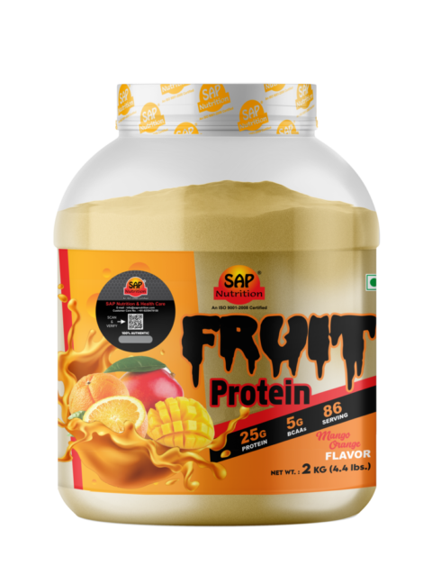 SAP Nutrition Fruit Protein, 25g Protein & 5g BCAAs – Mango Orange, 2kg