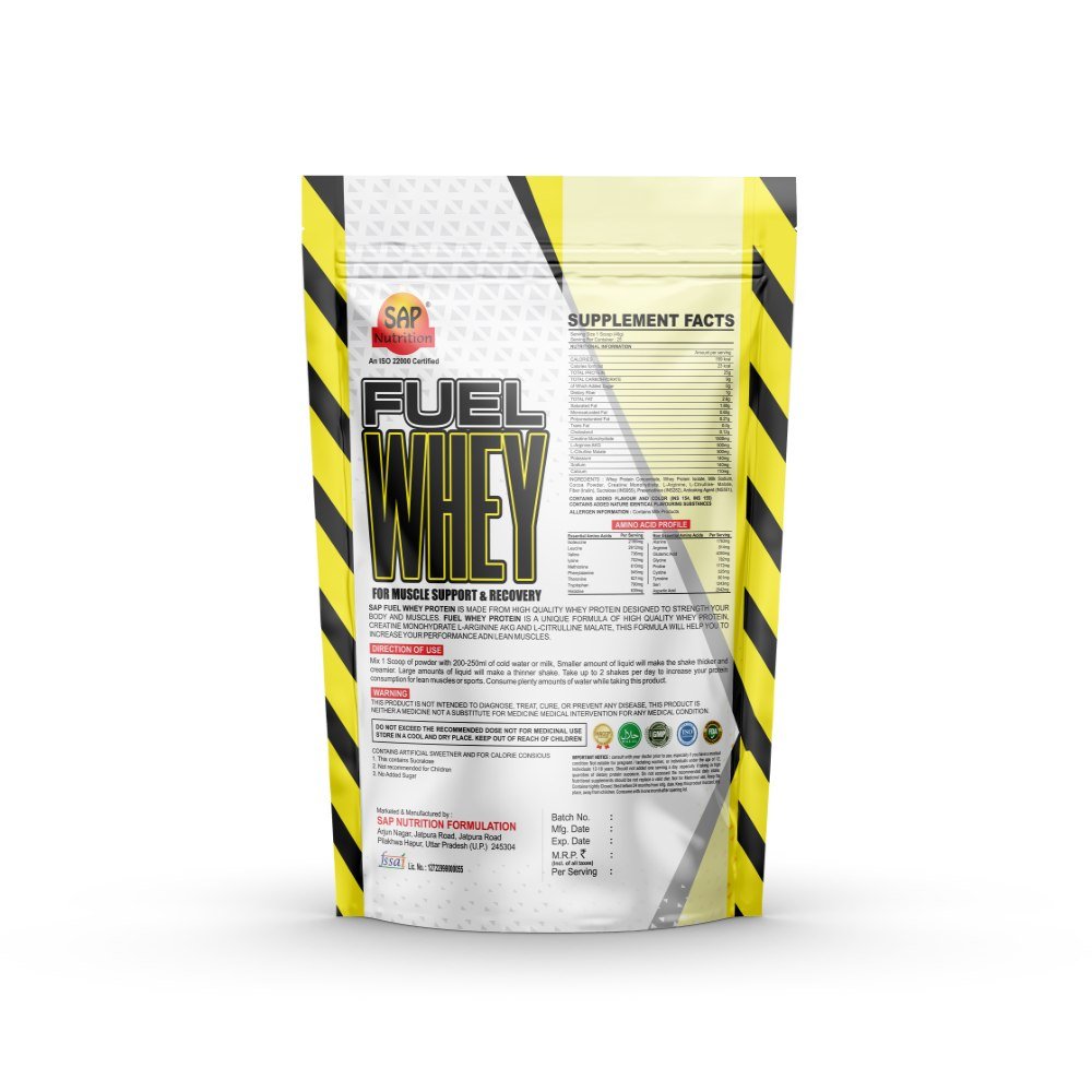 SAP Nutrition Fuel Whey Protein with Creatine | 25g Protein, 1.5g Creatine | Zero Added Sugar | 1kg - Image 2
