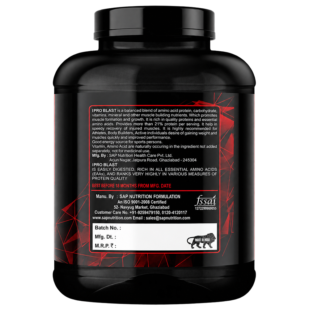 SAP Nutrition I-Pro Blast Mass Gainer – 24g Protein, 378 Calories & 58g Carbohydrates | 3 KG - Image 2