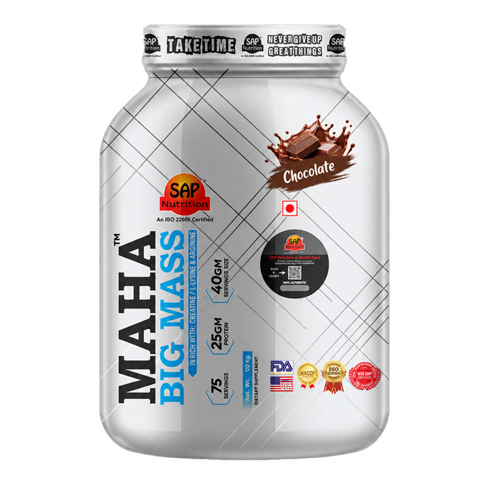 SAP Nutrition Shrink Maha Big Mass – 25g Protein with Creatine, L-Lysine & Arginine | 3kg