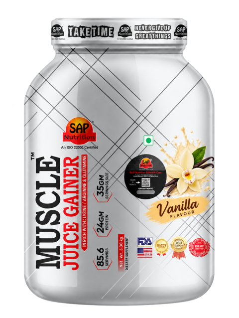 SAP Nutrition Muscle Juice Gainer Shrink Series – 24g Protein with L-Lysine, Arginine & Glutamine | 3 kg