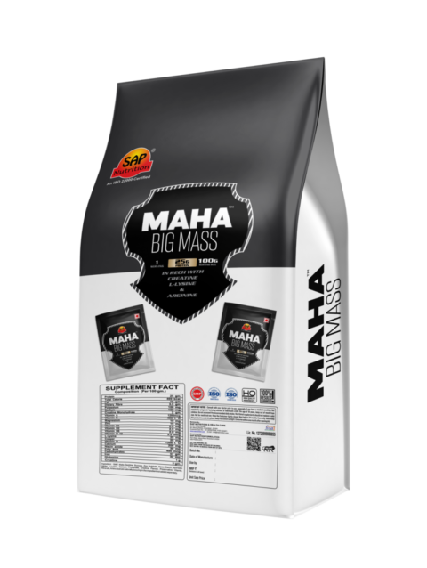 SAP Nutrition Maha Big Mass – 25g Protein with Creatine, L-Lysine & Arginine | 4.5kg Pouch
