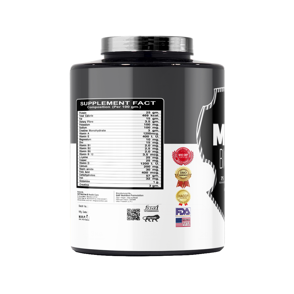SAP Nutrition Maha Big Mass Gainer with Creatine, L-Lysine & Arginine | 25g Protein - Image 3