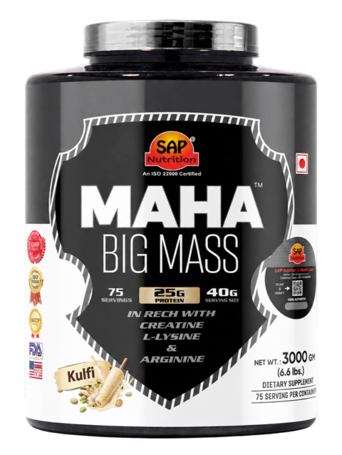 SAP Nutrition Maha Big Mass Gainer with Creatine, L-Lysine & Arginine | 25g Protein