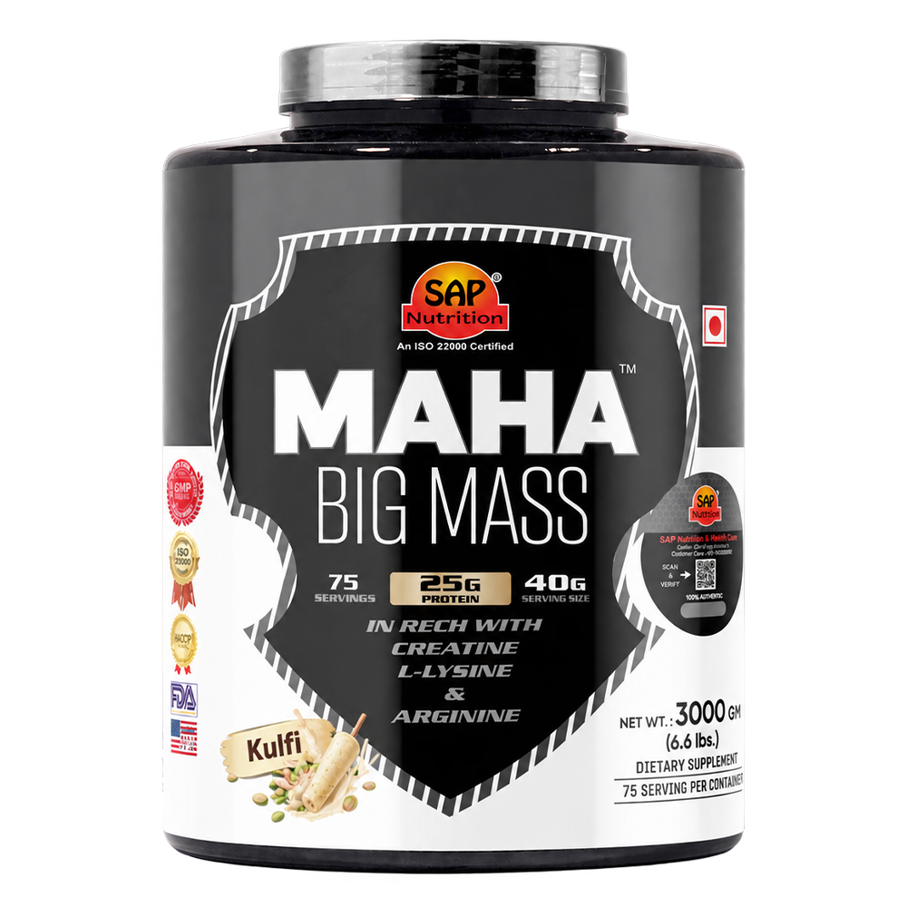 SAP Nutrition Maha Big Mass Gainer with Creatine, L-Lysine & Arginine | 25g Protein