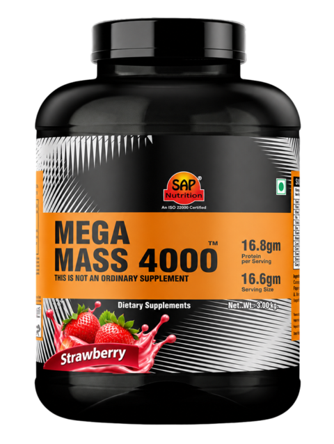SAP Nutrition Mega Mass 4000 | Mass Gainer with 16.8g Protein Per Serving