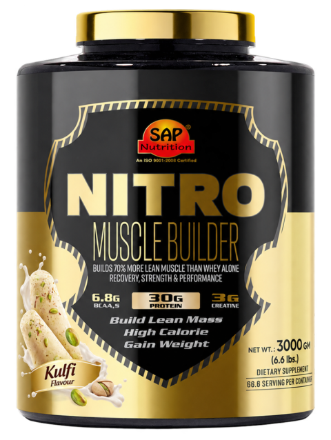 SAP Nutrition Nitro Muscle Builder – 30g Protein, 6.8g BCAA & 3g Creatine | Lean Mass and Weight Gainer