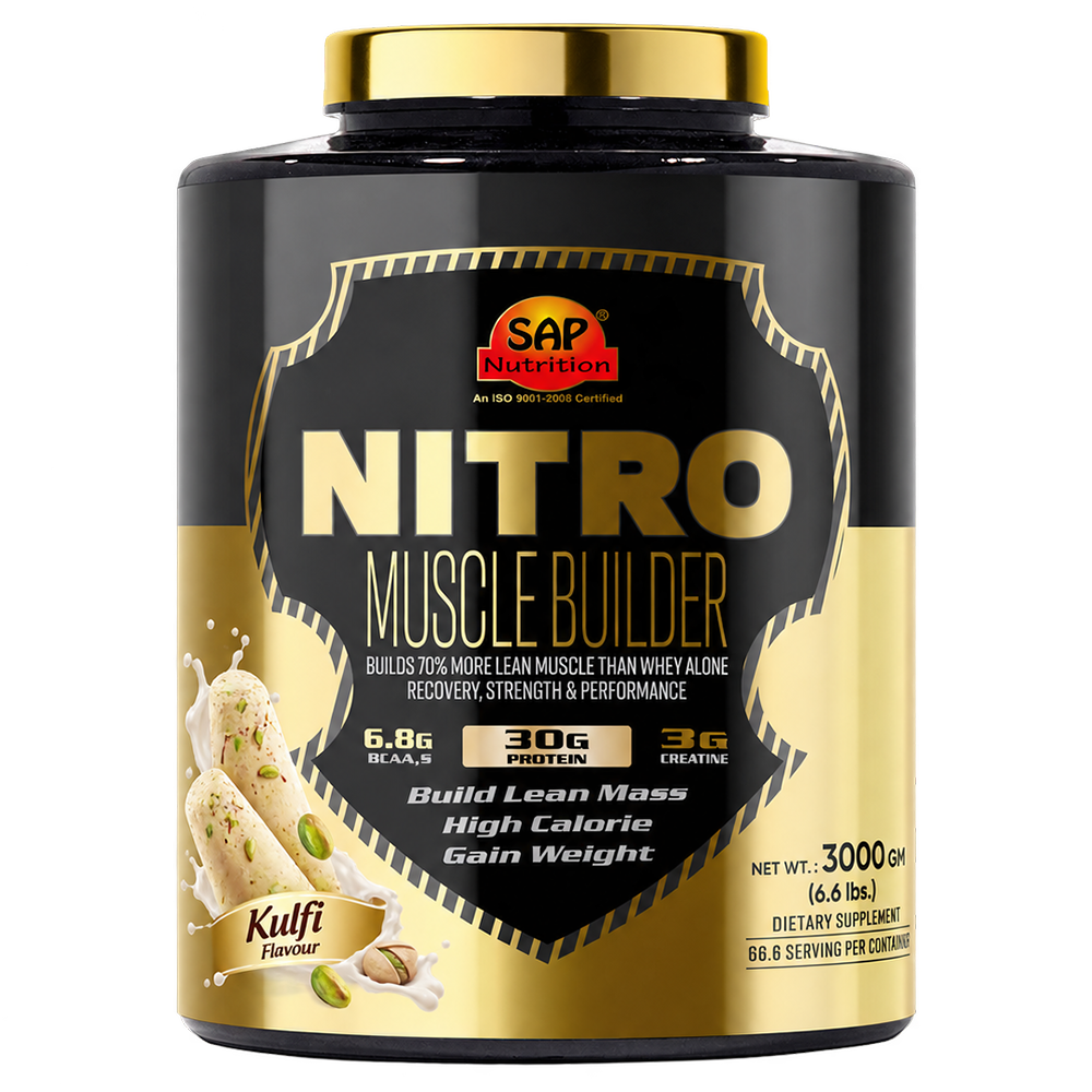 SAP Nutrition Nitro Muscle Builder – 30g Protein, 6.8g BCAA & 3g Creatine | Lean Mass and Weight Gainer