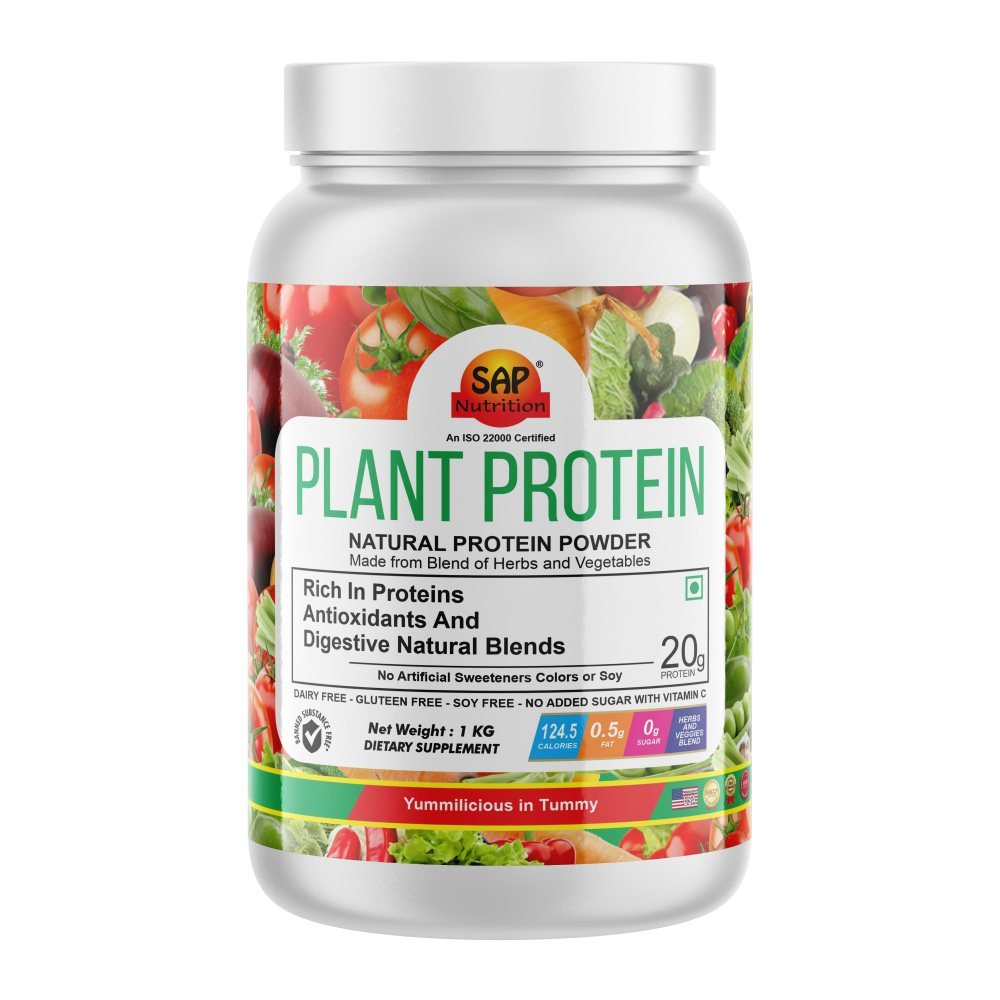 SAP Nutrition Plant Protein Powder | 20g Protein, Zero Sugar & 0.5g Fat | Dairy, Gluten & Soy Free | 1kg