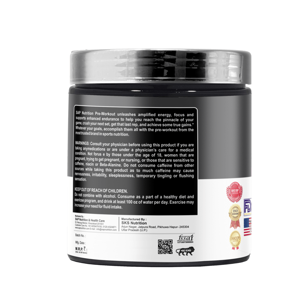 SAP Nutrition Pre Workout Silver Series | Energy, Focus & Endurance Formula | 30 Servings | 300g - Image 2