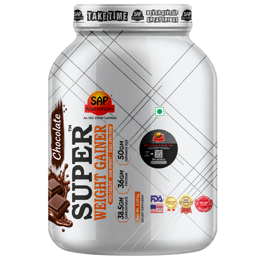 SAP Nutrition Super Weight Gainer Shrink Series – High-Calorie Lean Mass-Building Formula | 3 KG