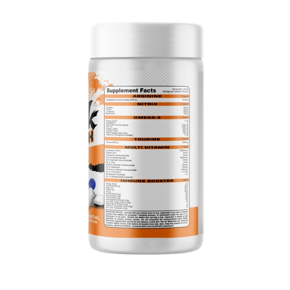 SAP Nutrition All-in-One Stack Pack | Omega-3, Multivitamin, Arginine, Nitrix, Immune Booster & Taurine | 210 Capsule - Image 3