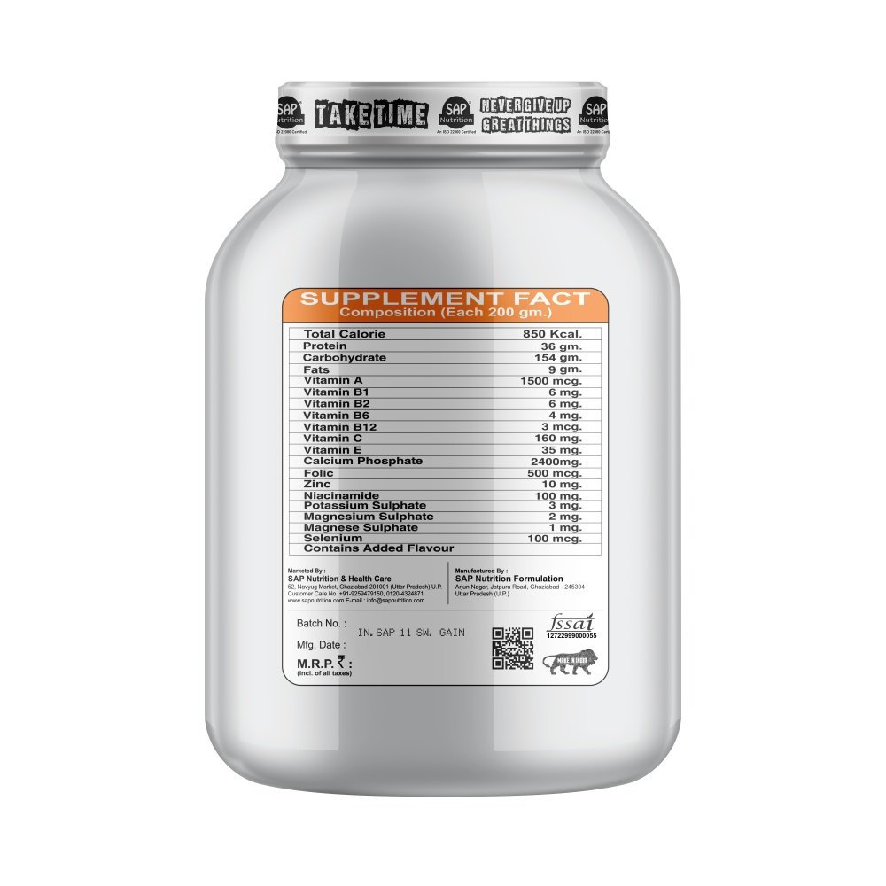 SAP Nutrition Super Weight Gainer Shrink Series – High-Calorie Lean Mass-Building Formula | 3 KG - Image 3