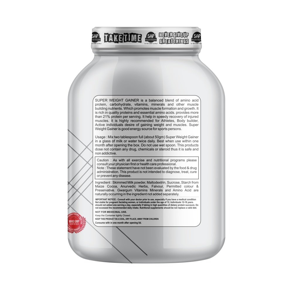 SAP Nutrition Super Weight Gainer Shrink Series – High-Calorie Lean Mass-Building Formula | 3 KG - Image 2