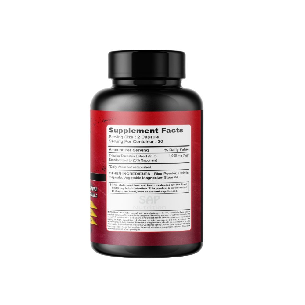 SAP Nutrition Tribulus Maximum Strength | 1000mg Standardized Extract | Energy, Stamina & Male Vitality Support | 60 Capsules - Image 3